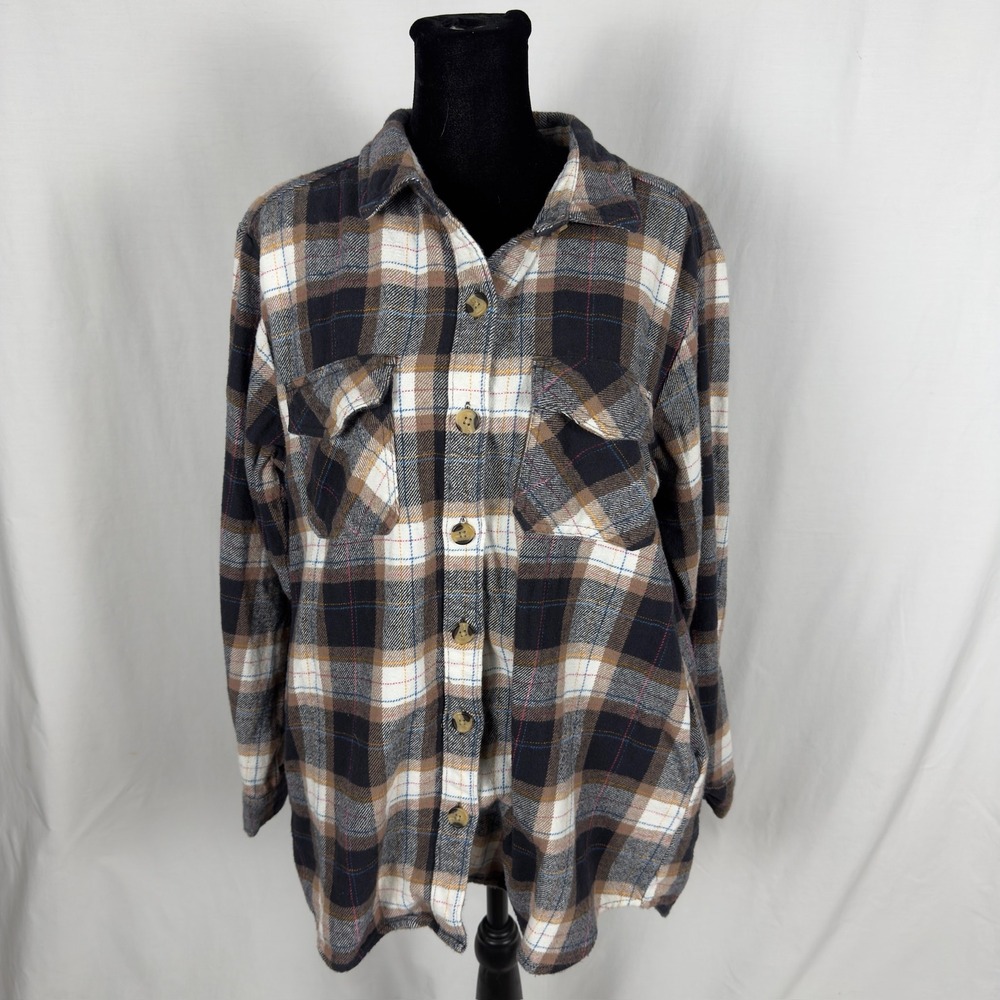 BLL Cotton Plaid Flannel Shirt Jacket - Women's M
